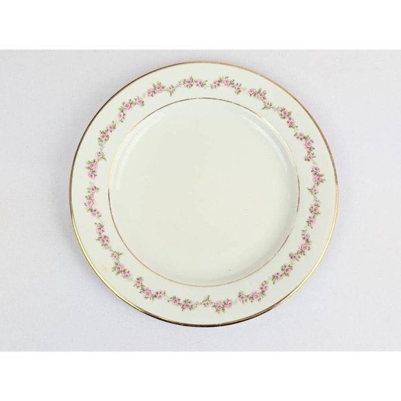 Pretty Antique Porcelain Plate with Pink Roses and Gold Trim Border Johnson Bros - Picture 6 of 8